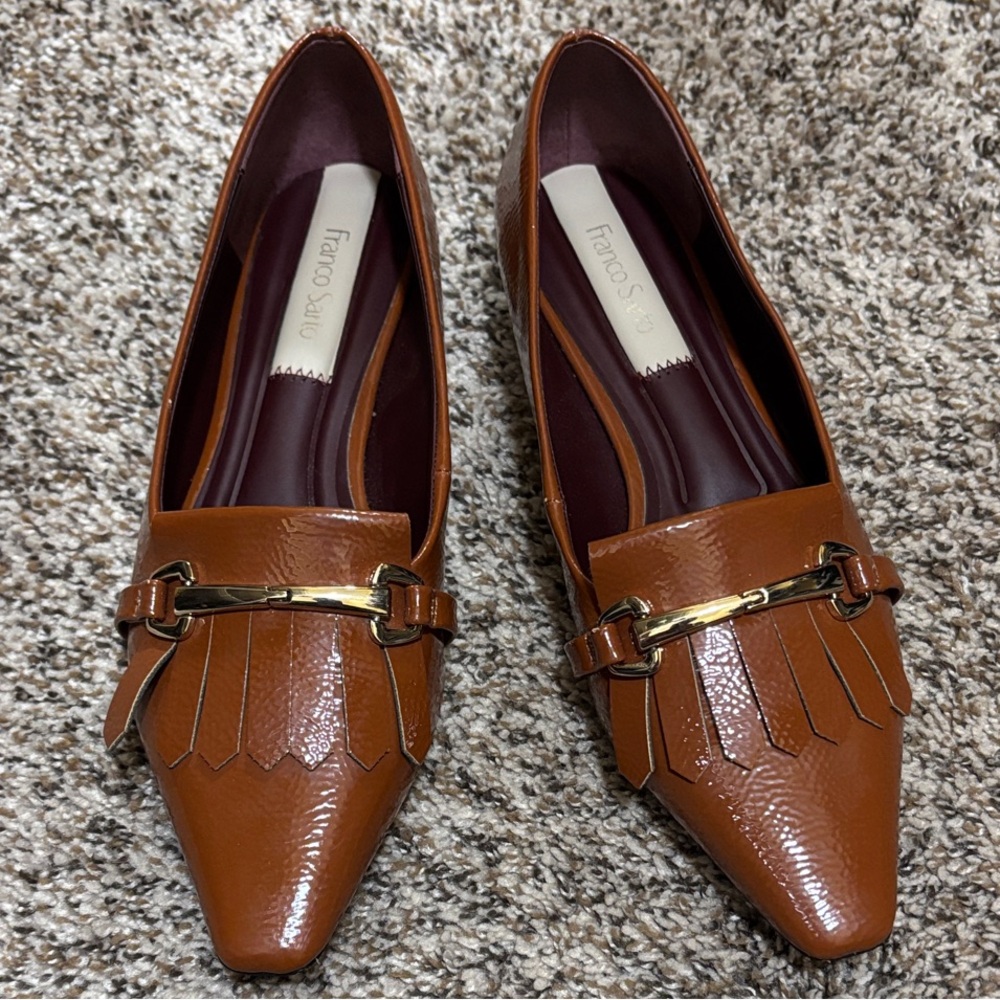 Franco Sarto Brown Loafers with Gold Detail